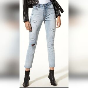 GRLFRND denim Karolina jeans in Don't cry Daddy colour. Size 32 rigid denim